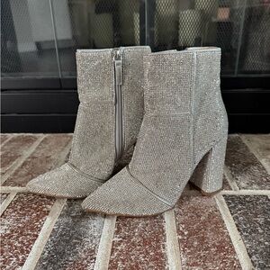 Steve Madden Sparkly Silver Ankle Booties